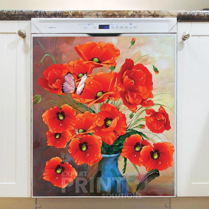 Poppies in a Blue Vase Dishwasher Magnet