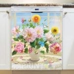 Summer Flowers on a Table Dishwasher Magnet