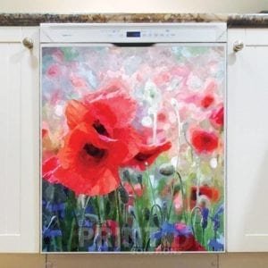 Beautiful Poppy Field and Blue Flowers Dishwasher Magnet