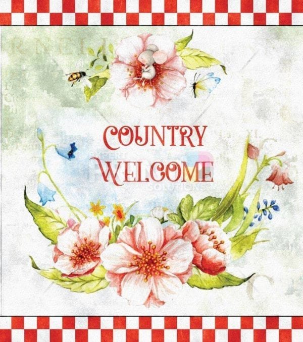 Country Welcome with Flowers Garden Flag