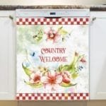 Country Welcome with Flowers Dishwasher Magnet