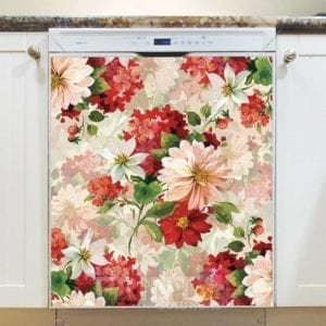 Red, Pink and White Victorian Flowers Dishwasher Magnet