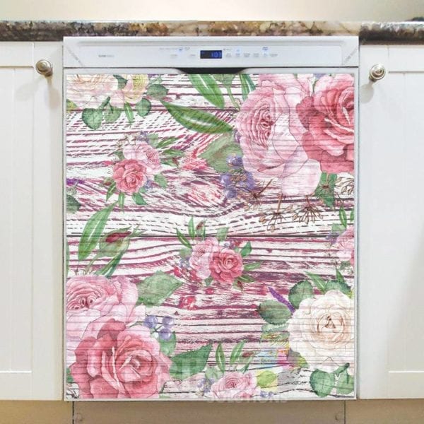 Flowers on Wood Pattern #2 Dishwasher Magnet