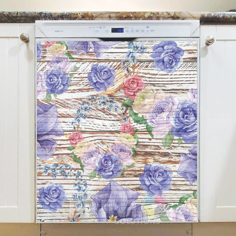 Flowers on Wood Pattern #3 Dishwasher Magnet