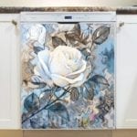 Beautiful White Roses on Abstract Background #1 Dishwasher Magnet