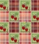 Folk Patchwork Quilt Pattern with Cherries Garden Flag