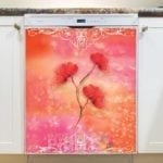 Vintage Poppy Design Dishwasher Magnet