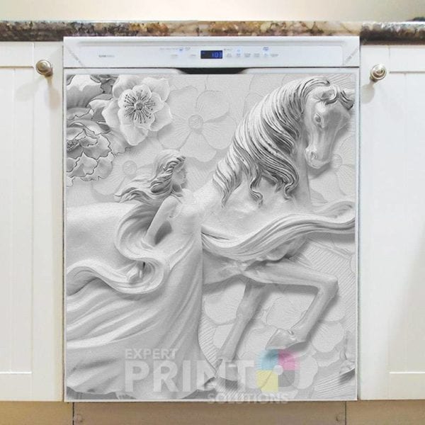 White Horse and Princess Dishwasher Magnet