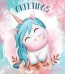 Cute Unicorn Greetings Garden Flag