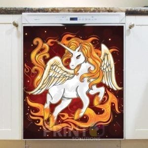 Fire Unicorn Pegasus Dishwasher Magnet