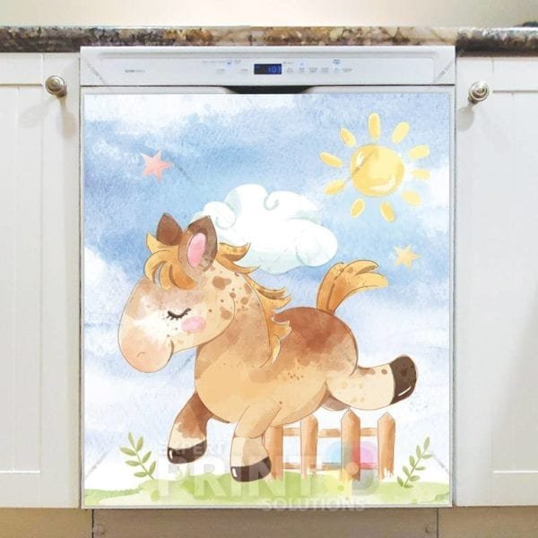 Cute Horse Jumping the Fence Dishwasher Magnet