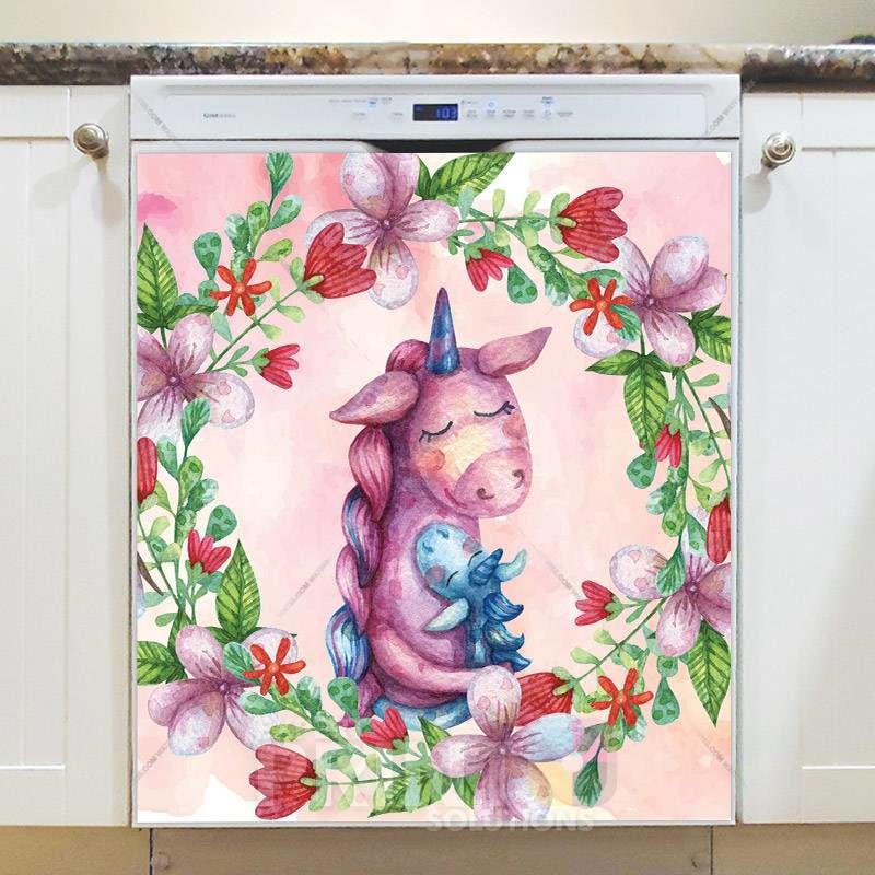 Unicorn Baby with Mom Dishwasher Magnet