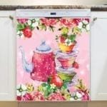 Pretty Teacups, Teapot and Flowers #1 Dishwasher Magnet