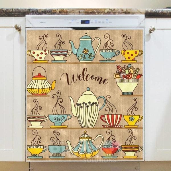 Colorful Teacups Dishwasher Magnet