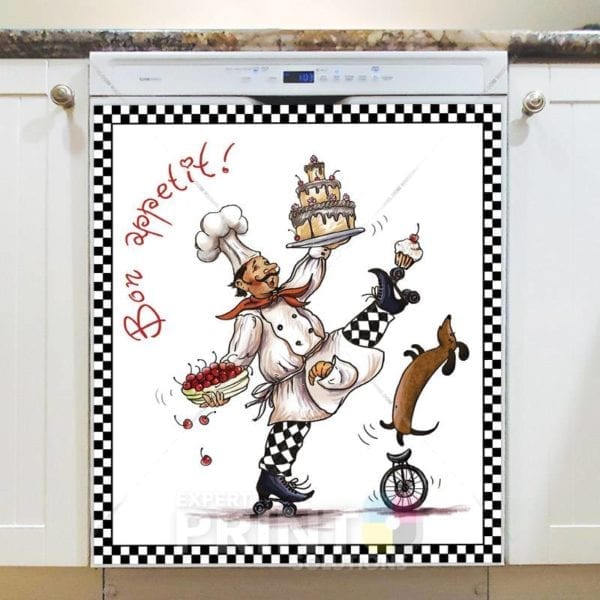 4824-cute-french-chef-with-a-dachshund-1-dishwasher-magnet Cute French Chef with a Dachshund #1 Dishwasher Magnet