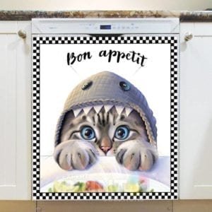 Cute Hungry Tabby Cat Dishwasher Magnet