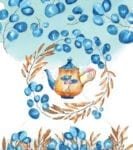Blue Flowers and Teapot Garden Flag