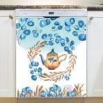 Blue Flowers and Teapot Dishwasher Magnet