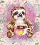 4856-cute-little-sloth-with-a-cup-of-tea Cute Little Sloth with a Cup of Tea Garden Flag