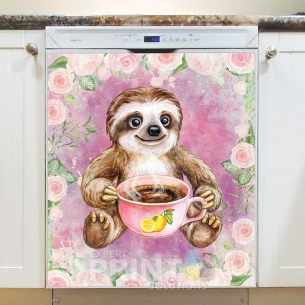 4856-cute-little-sloth-with-a-cup-of-tea-dishwasher-magnet Cute Little Sloth with a Cup of Tea Dishwasher Magnet