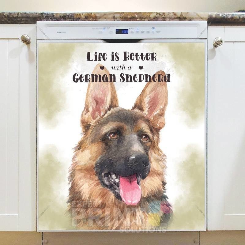 Life is Better with a German Shepherd Dishwasher Magnet