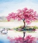 Springtime Swan Couple Garden Flag