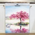 Springtime Swan Couple Dishwasher Magnet