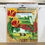 Retro Vintage Flower Seeds Label #1 Dishwasher Magnet