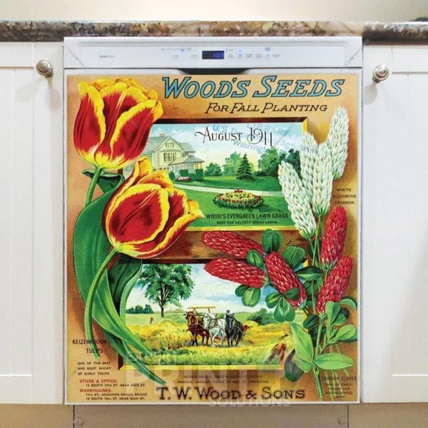 Retro Vintage Flower Seeds Label #1 Dishwasher Magnet