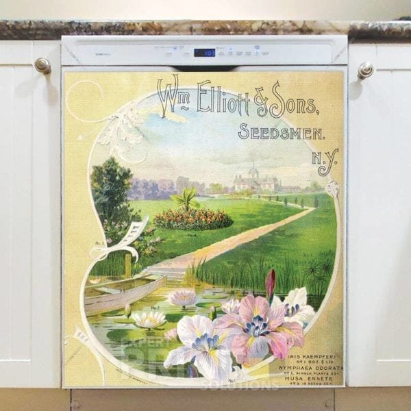 Retro Vintage Flower Seeds Label #2 Dishwasher Magnet