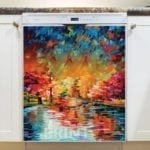 Colorful Autumn Lake Dishwasher Magnet