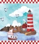 Summer Lighthouse and a Boat Garden Flag