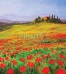 Tuscany Landscape with Poppies Garden Flag