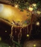 Magical Forest with Fireflies Garden Flag
