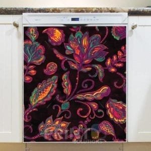 Bohemian Folk Art Paisley and Tulips Pattern #2 Dishwasher Magnet