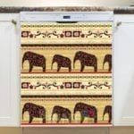 Bohemian Folk Art African Elephants Patchwork Pattern #1 Dishwasher Magnet