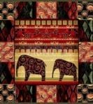 Bohemian Folk Art African Elephants Patchwork Pattern #3 Garden Flag