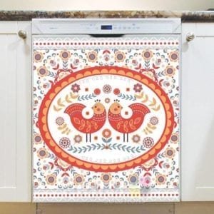 Scandinavian Folk Art Birds Design #2 Dishwasher Magnet