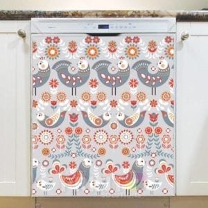 Scandinavian Folk Art Birds Design #3 Dishwasher Magnet