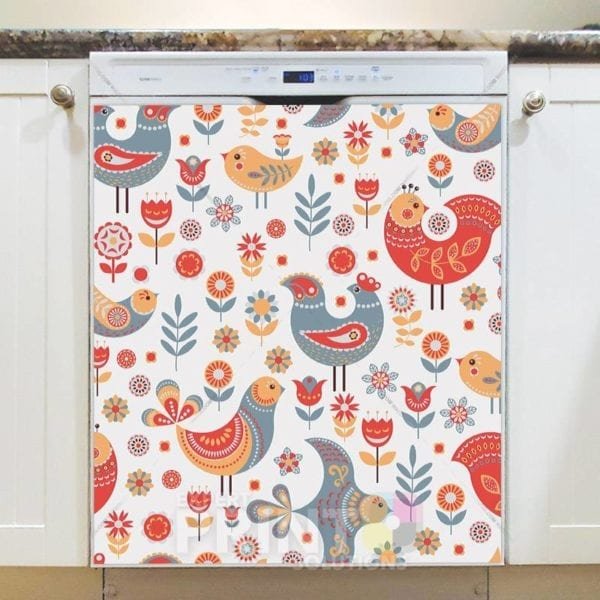 Scandinavian Folk Art Birds Design #4 Dishwasher Magnet