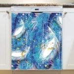 White and Blue Feathers Dishwasher Magnet