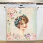 Beautiful Victorian Girl with Flowers Dishwasher Magnet