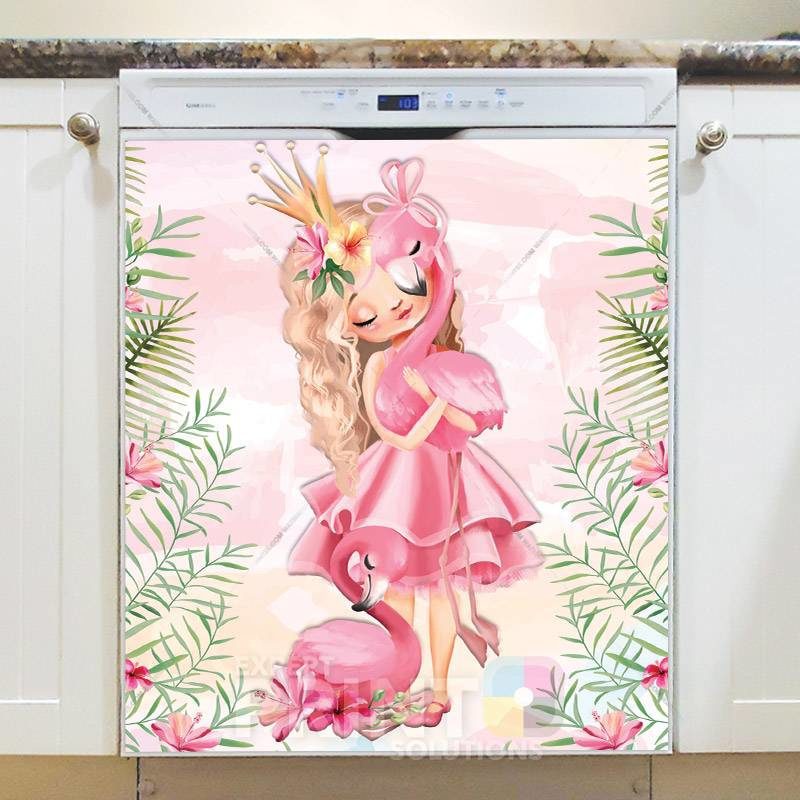 A Princess and a Flamingo Dishwasher Magnet