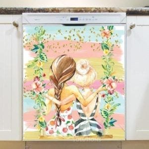 Summer Sisters in a Flower Swing Dishwasher Magnet