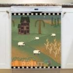 Autumn Farmhouse and Sheep Dishwasher Magnet