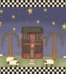 Midnight Farmhouse and Sheep Garden Flag