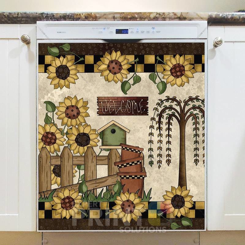 Sunflower Garden Welcome Dishwasher Magnet