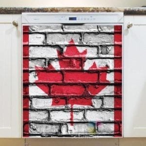 Canadian Flag on Bricks Dishwasher Magnet