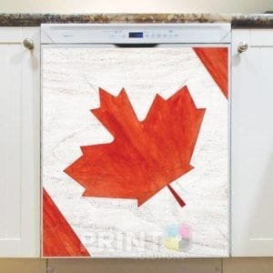 Canadian Flag on Wood Design #1 Dishwasher Magnet