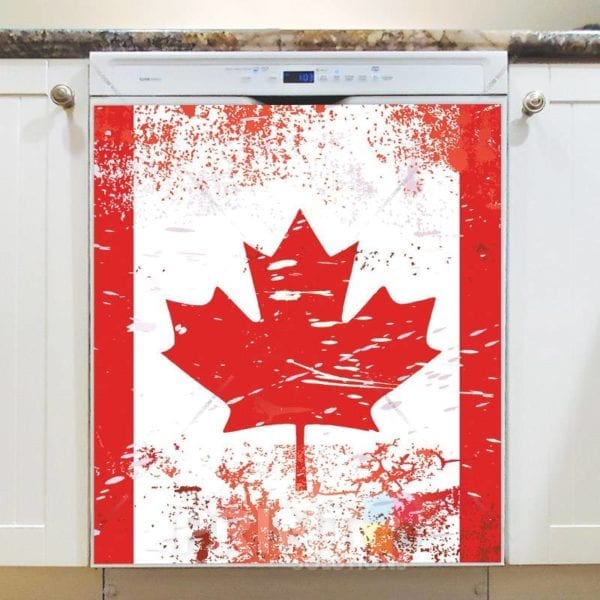 Grungy Canadian Flag Dishwasher Magnet